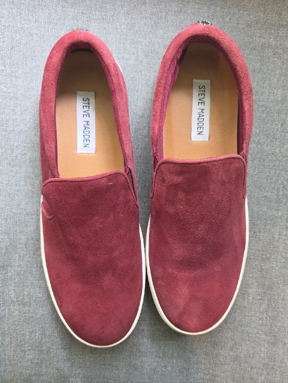 Steve Madden Gills Burgundy Slip-On Suede Shoes 9 Womens